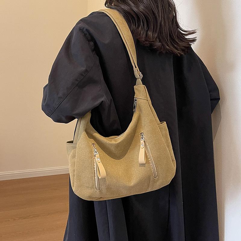 Canvas Bag Women's Large Capacity Tote Bag Student Shoulder Crossbody Bag