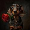 Round Diamond 5D DIY Diamond Painting "Hound Dog with Rose" Embroidery Cross Stitch Mosaic Decoration Gift