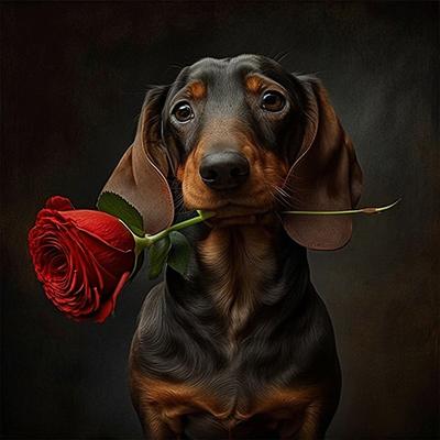 Runder Diamant 5D DIY Diamantmalerei "Hütehund mit Rose" Stickerei Kreuzstich Mosaik Dekoration Geschenk