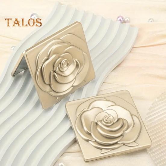 Portable Foldable Makeup Mirror Vintage Rose Double-sided Vanity Mirror High Clarity Men Women Pocket Travel Handheld Square Cosmetic Mirror