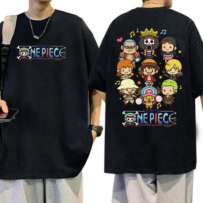 ONE PIECE Anime Luffy Men Women Summer T-shirt Oversized Harajuku Oversized Retro Short-sleeved Casual Comfortable Y2k Top Cute