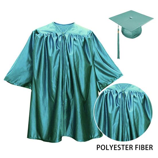 1 Set Unisex Kinder Abschlussrobe Hut Set Frontreißverschluss Lose Quaste Jahresschild Schüler Kindergarten Abschlusszeremonie Talar Kappe Quaste Set