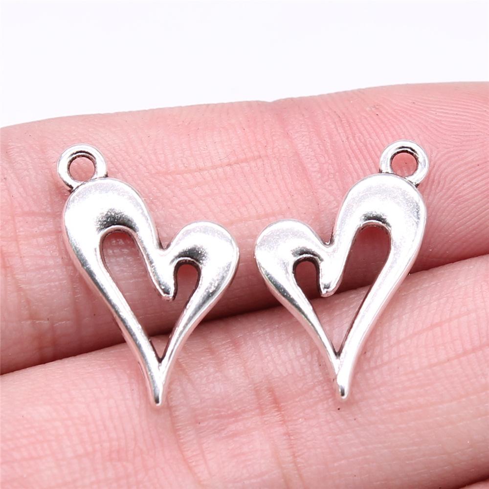 20pcs Hearts Charms Antique Silver Color Small Heart Charms Jewelry DIY Heart Charms For Bracelet Making