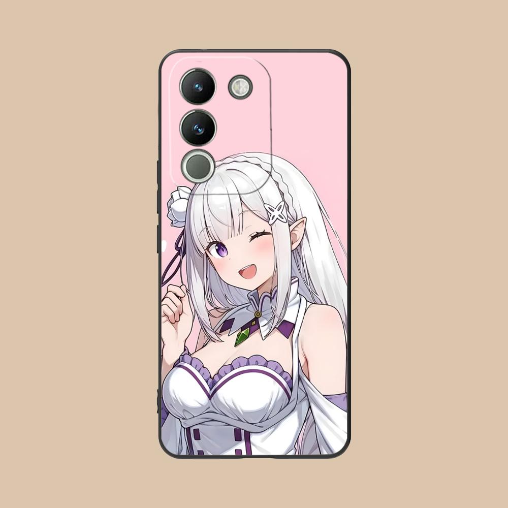ReZero Emilia Waifu Mobile Phone Case for VIVO V60 V50 V40 V30 V29 V27 V25 V23 Pro Lite 5G Colorful Printing Cover Pretty Luxury