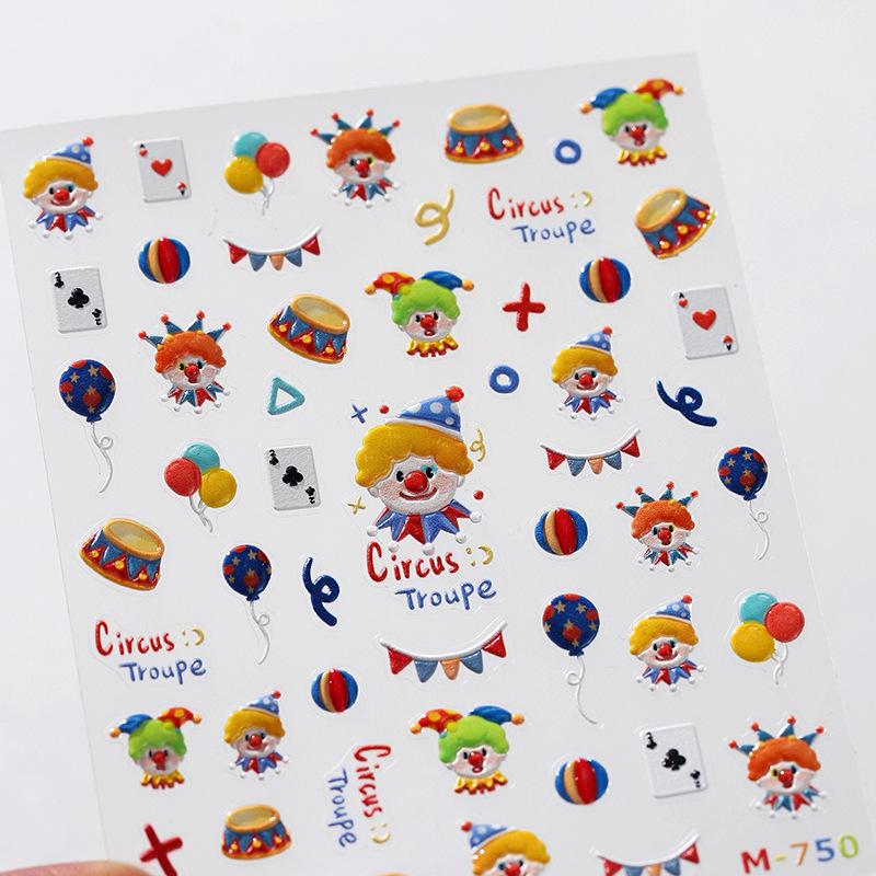 

Мультяшные наклейки для ногтей «Цирковой клоун» - Серия «Желейный гель» M750