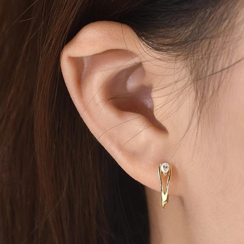 Water Drop Zircon Design Earrings For Women, Fashionable Daily Matching Ear Buckles, Popular Suit Accessories