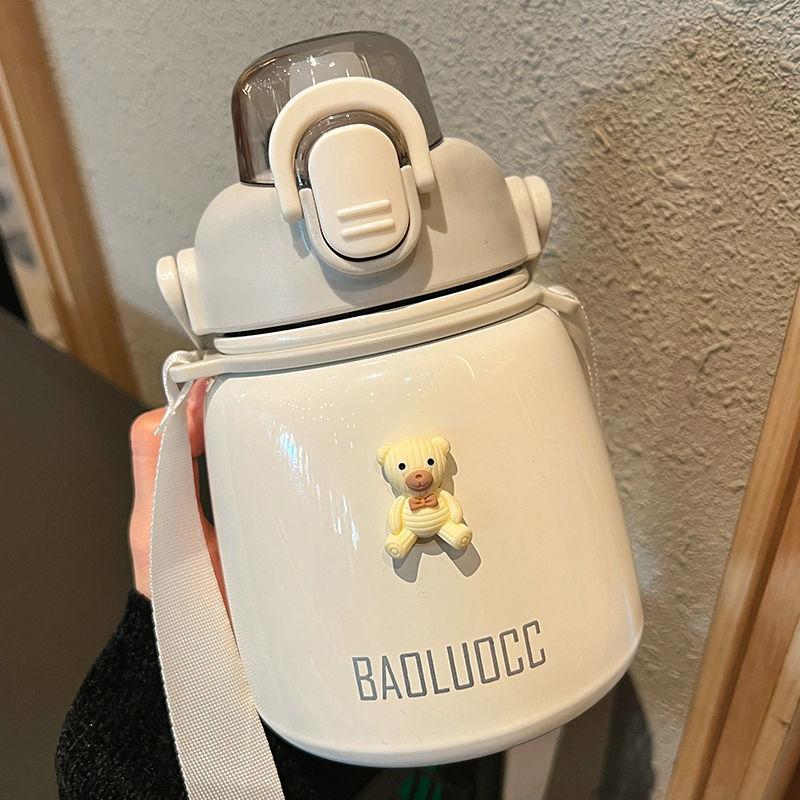 New Thermos Kettle Large Capacity Student Thermos Cup Girls High Appearance Level Ins Simple Straw Water Cup