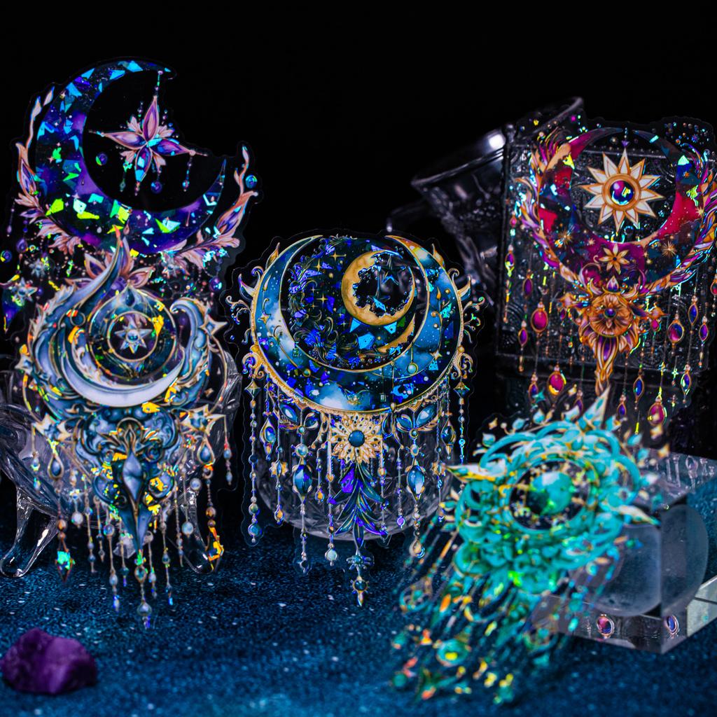 Shell Light Stickers 6 Types Dream Catcher Galaxy Series Starlight Reflection Decoration Logo Confetti Sketchbook Kawai Stickers