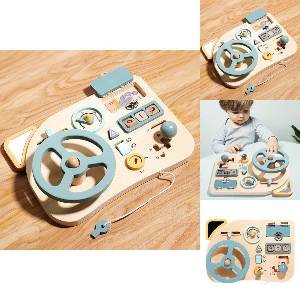 Wooden Busy Board Steering Wheel Toy For Kid Learning And Development