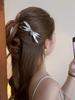 1Pcs Silver Y2K Bow Tie Hair Pins for Long Hair,Non Slip Bow Hair Accessories Silver Metal Hair Clips for Girls Women