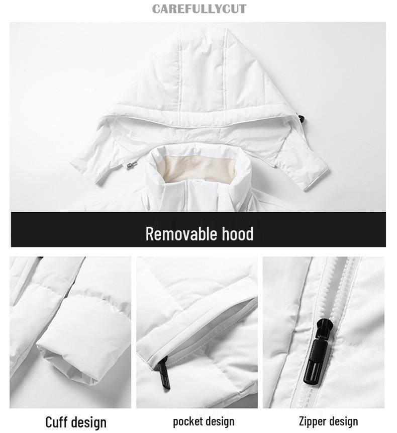 Men's Trendy Winter Long Hooded Down Jacket, Over-the-Knee, White Duck Filling, Unisex Outdoor Warmth Coat.