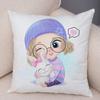 Cute Cartoon Girl and Cat Cushion Cover for Children Room Sofa Home Car Decor Lovely Child Pillow Case Plush Pillowcase 45x45cm