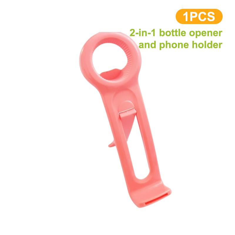 1/2 Stuks 2 In 1 Draagbare Flesopener Telefoonstandaard Universele Blikopener Antislip Flesdop Bier Open Dop Keukengadget