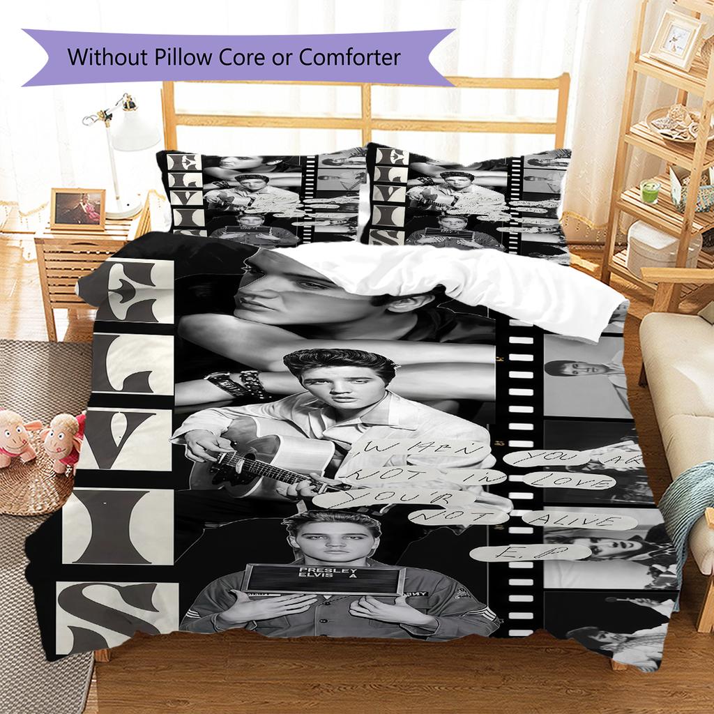 Elvis Presley Pattern Bedding,Quilt Set Quilt Cover Pillowcase Home Birthday Gift (1 * duvet cover + 2 * pillowcase, without core)