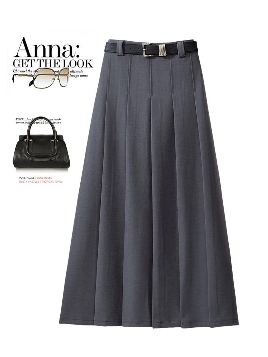 

Korean Style High Waist A-Line Midi Skirt for Women - 2024 Slimming Design Extra Large серый
