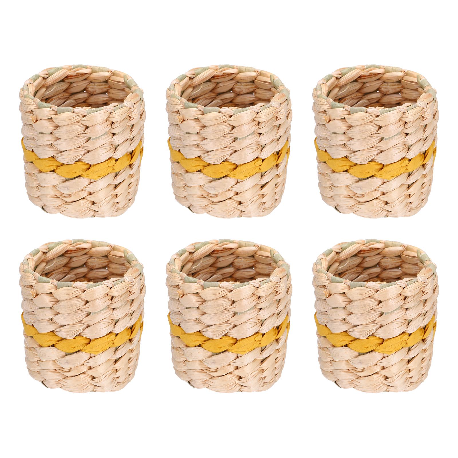 

6Pcs Rattan Napkin Rings Woven Rustic Natural Napkin Ring Buckle for Table Decor Party Decoration Family Gatherings 2 x2