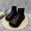 Frauen Wohnungen Plattform Knöchel Schnee Stiefel Fad Square Toe Leder Plüsch Baumwolle Schuhe Frau Winter 2025 Trend Warme Casual Botas Mujer
