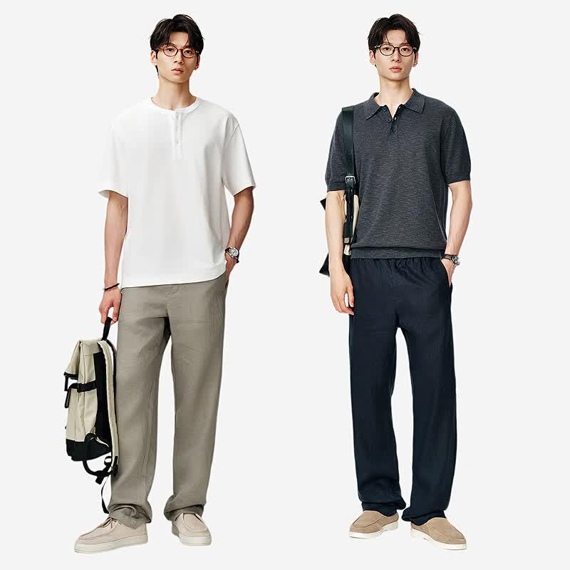 Men's Summer Loose Linen Straight Casual Pants