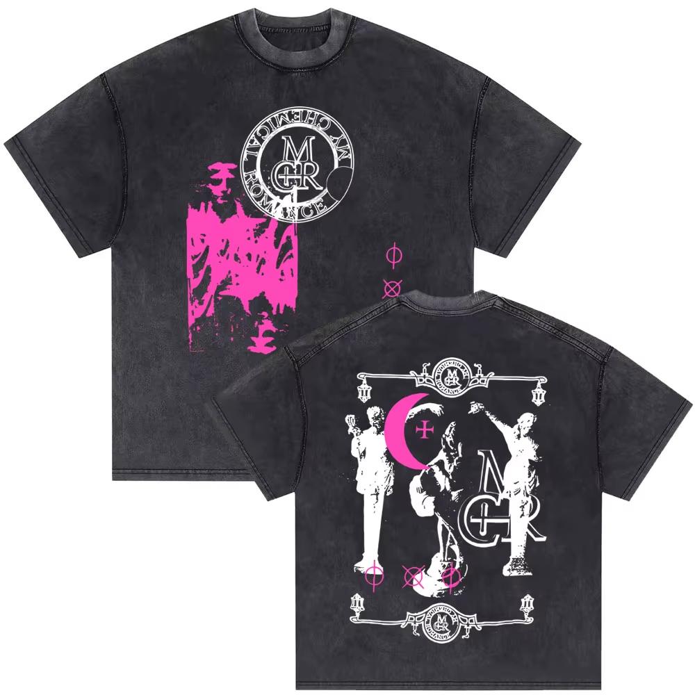 2026 Washed Vintage My Chemical Romance 2007 Tour T Shirt Men Women Parade Punk Emo Rock Band T-shirts Gothic Cotton Oversized T-shirts