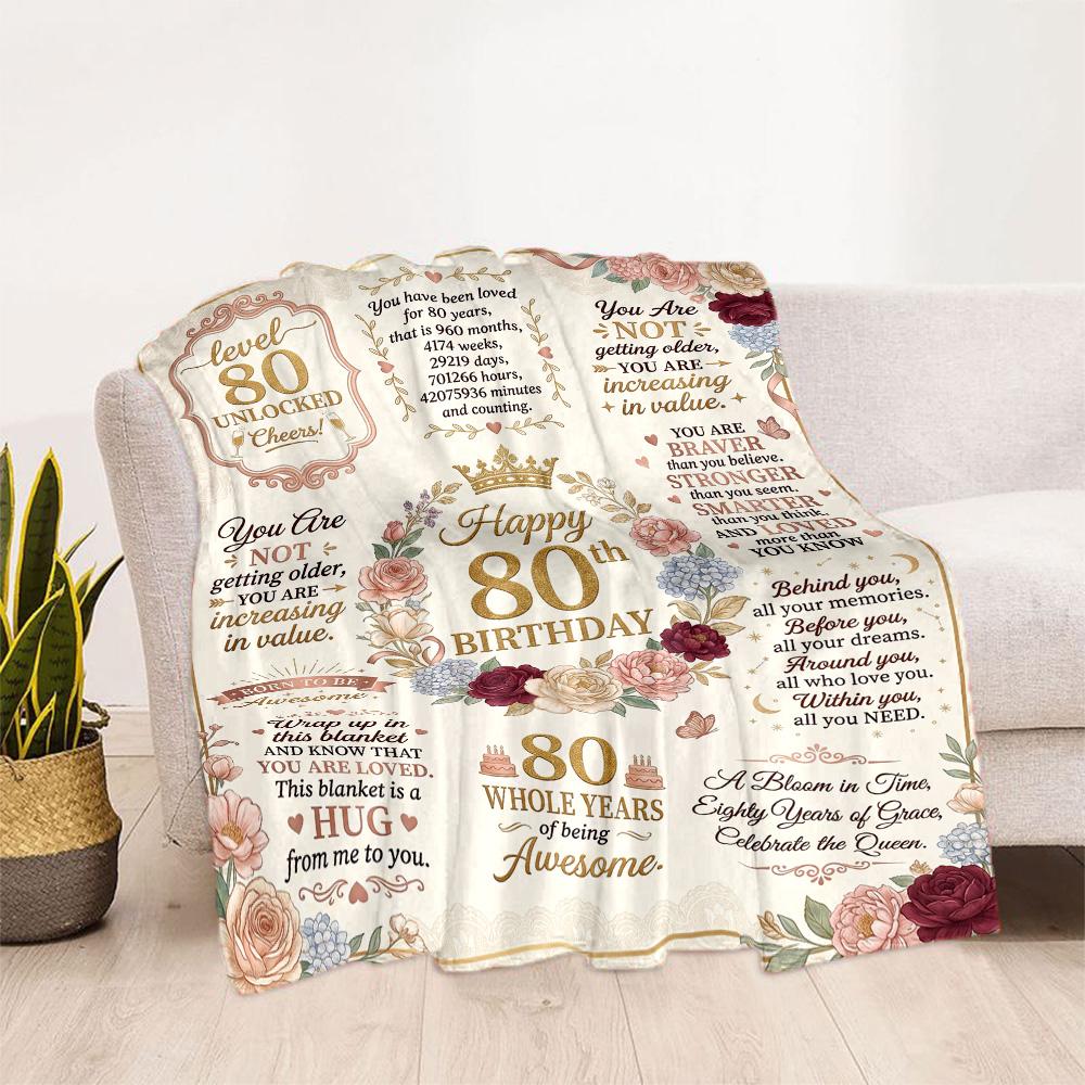 Celebrating 80 Years Of Excellence Flannel Blanket-Soft and Suitable for Sofas,Beds,Offices,Travel,All Seasons,Great Gift for Holidays and Birthdays.