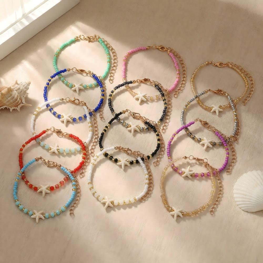 Bohemian Starfish Beaded Bracelet New Beach Vacation Windshield Rice Beads Simple Adjustable Jewelry Set