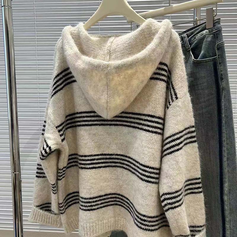 Sweaters Coat Cardigan for Women Autumn Winter Large Size Vintage Loose Long Sleeve Knit Cardigan Hooded Sweaters Jacket
