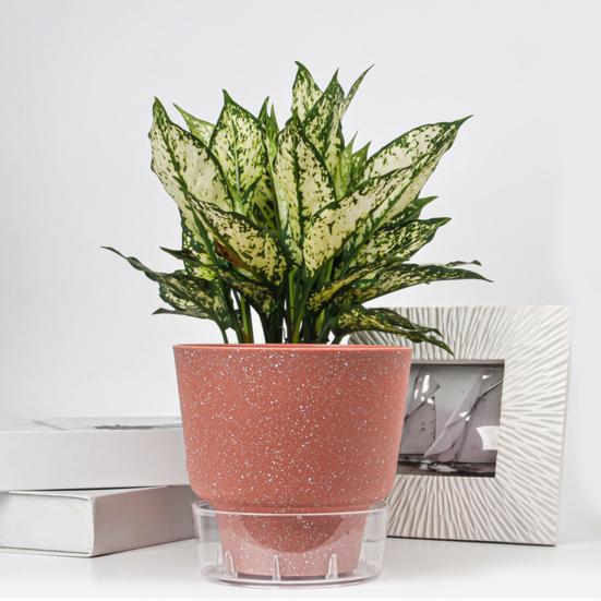 Self-Watering Flowerpot Plant Pot with Visual Reservoir Drainage Hole Self Watering Planter with Absorbent Rope for Indoor Outdoor Plants