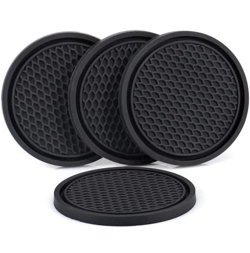 Creative Round Pvc Cup Car Storage Mat Universal Non Slip Car Cup Black Holder