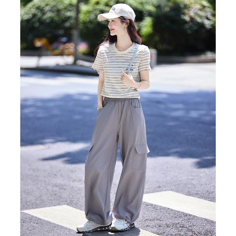 Shangjing Women's Simple Striped Short Sleeve T-Shirt