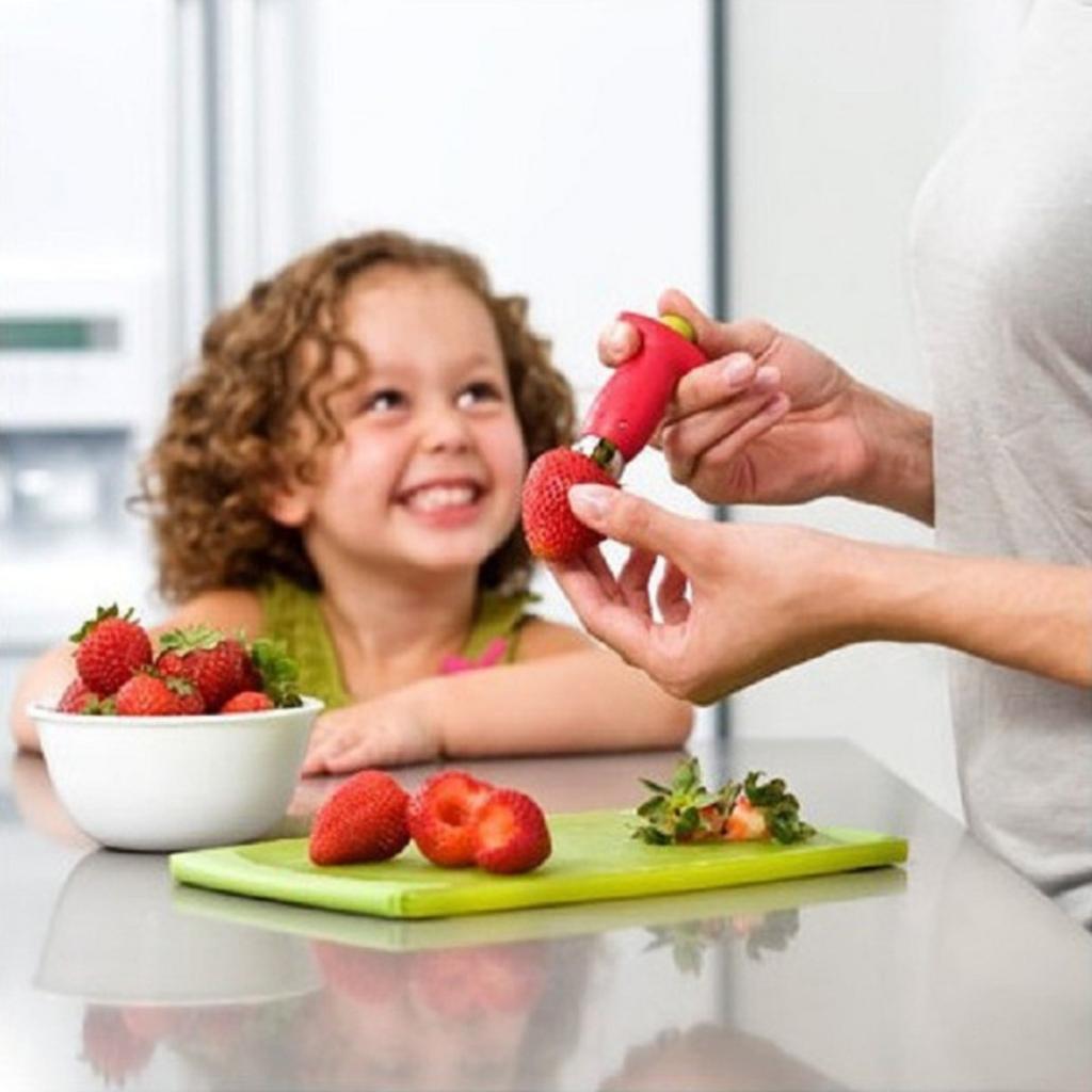 1 Stück benutzerfreundlicher Erdbeerentkerner aus Edelstahl zum einfachen Entfernen des Stiels in der Küche