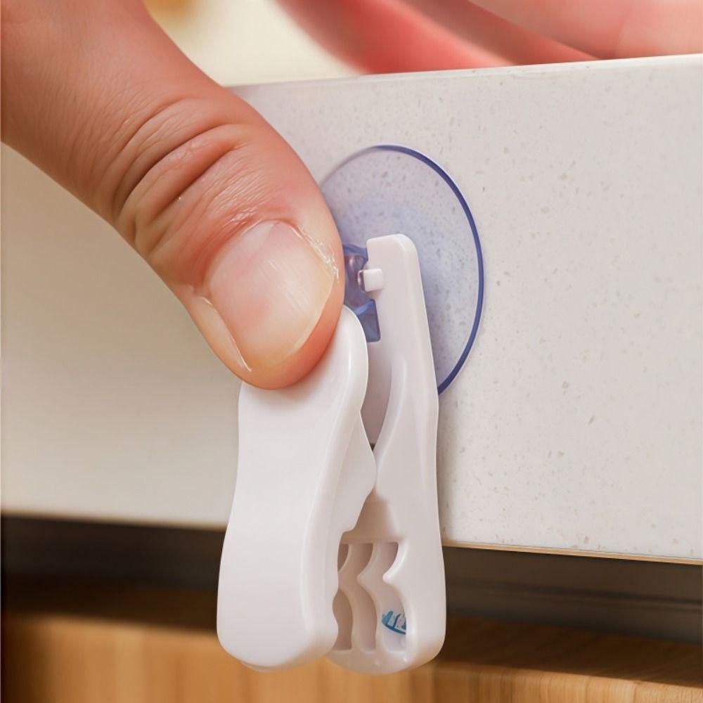 1/4pcs Fixed Suction Cup Storage Clip ABS Bathroom Storage Clip  Kitchen Accessorie
