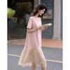 Women's Summer French Round Neck Short Sleeve Printed Patchwork T-shirt Dress