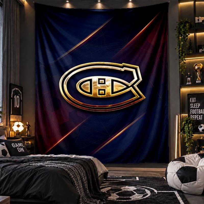 Arazzo da Appendere a Parete Stampa Montreal Canadiens Tessuto per Soggiorno Camera da Letto Decorazione Casa