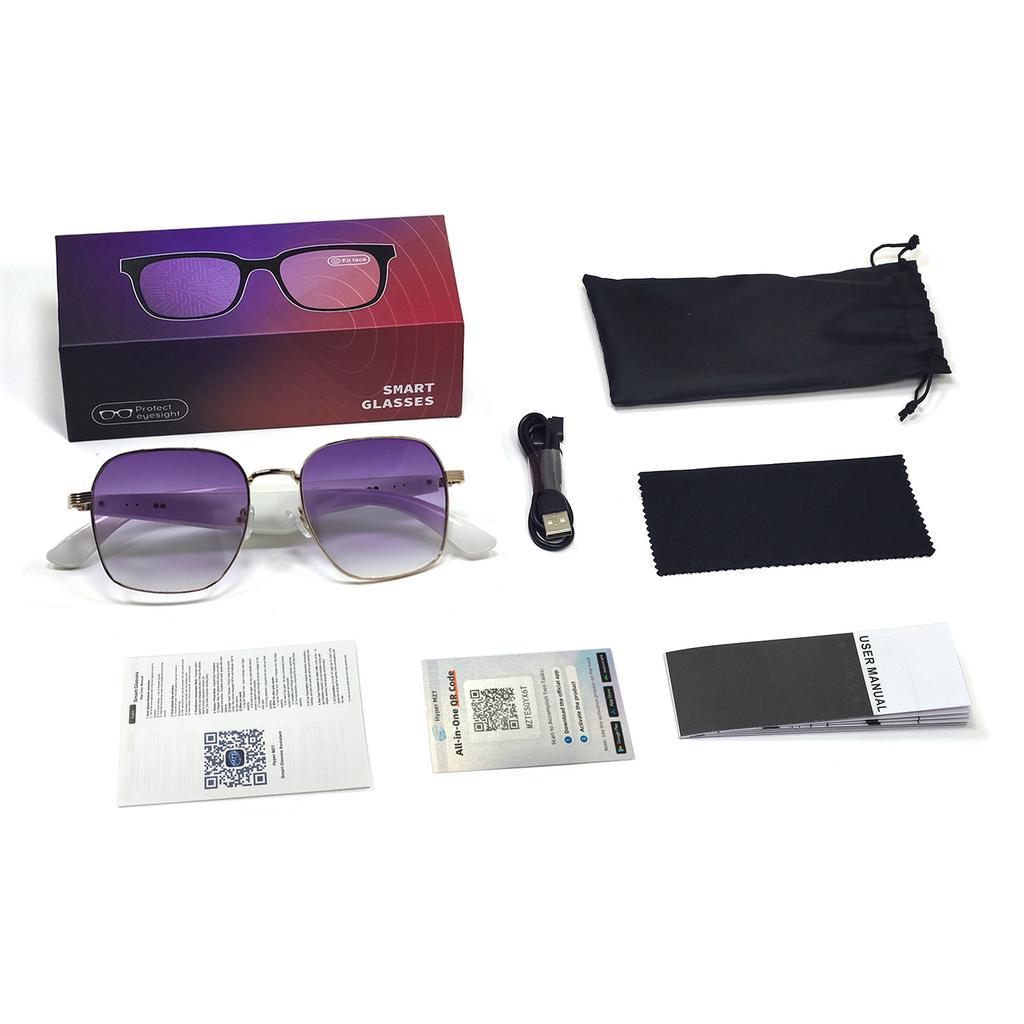 1 pair Smart Bluetooth Glasses Multi language Real time Translation Glasses Playing Music Calling Earphones Fashion Sunglasses