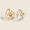 Yori Trendy Fashionable Paperclip Gold Silver Two Tone Open Ring Stainless Steel Charm Finger Jewelry Accessories Gift