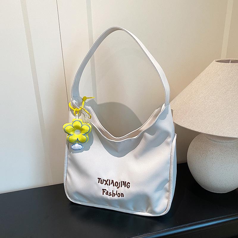 

2025 Women s Large Capacity Canvas Tote - Versatile Summer Crossbody & Shoulder Bag for College Students Without pendant білий