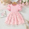 Robe de Princesse en Tulle pour Filles d'Été Robe de Fête en Maille pour Bébés et Tout-Petits Robe d'Été Élégante Sans Manches pour Enfants pour Occasions Spéciales
