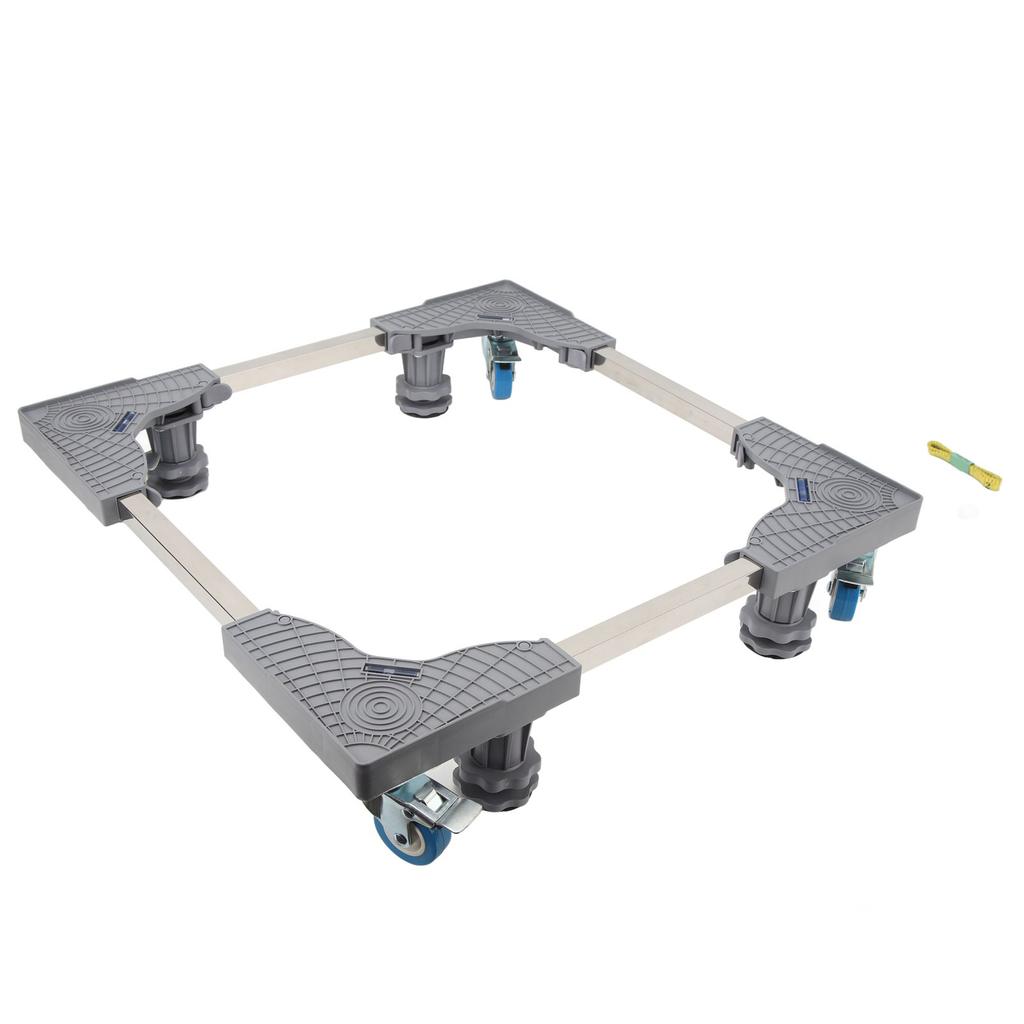 Fridge Stand Adjustable Washing Machine Stand Adjustable Furniture Dolly with 4 Feet 4 Single Wheel Brake Gray