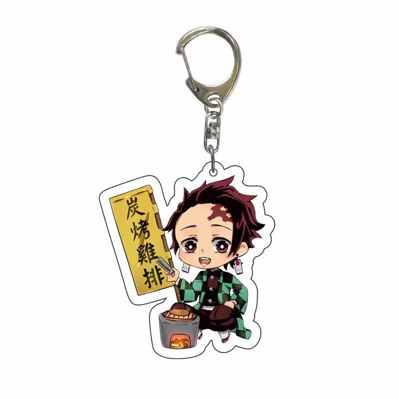 Keychain Pendant Anime Demon Slayer Kimetsu No Yaiba Kamado Tanjirou Double Sided HD Bag Pendant Gift For Fans Cosplay Props Jewelry Gift