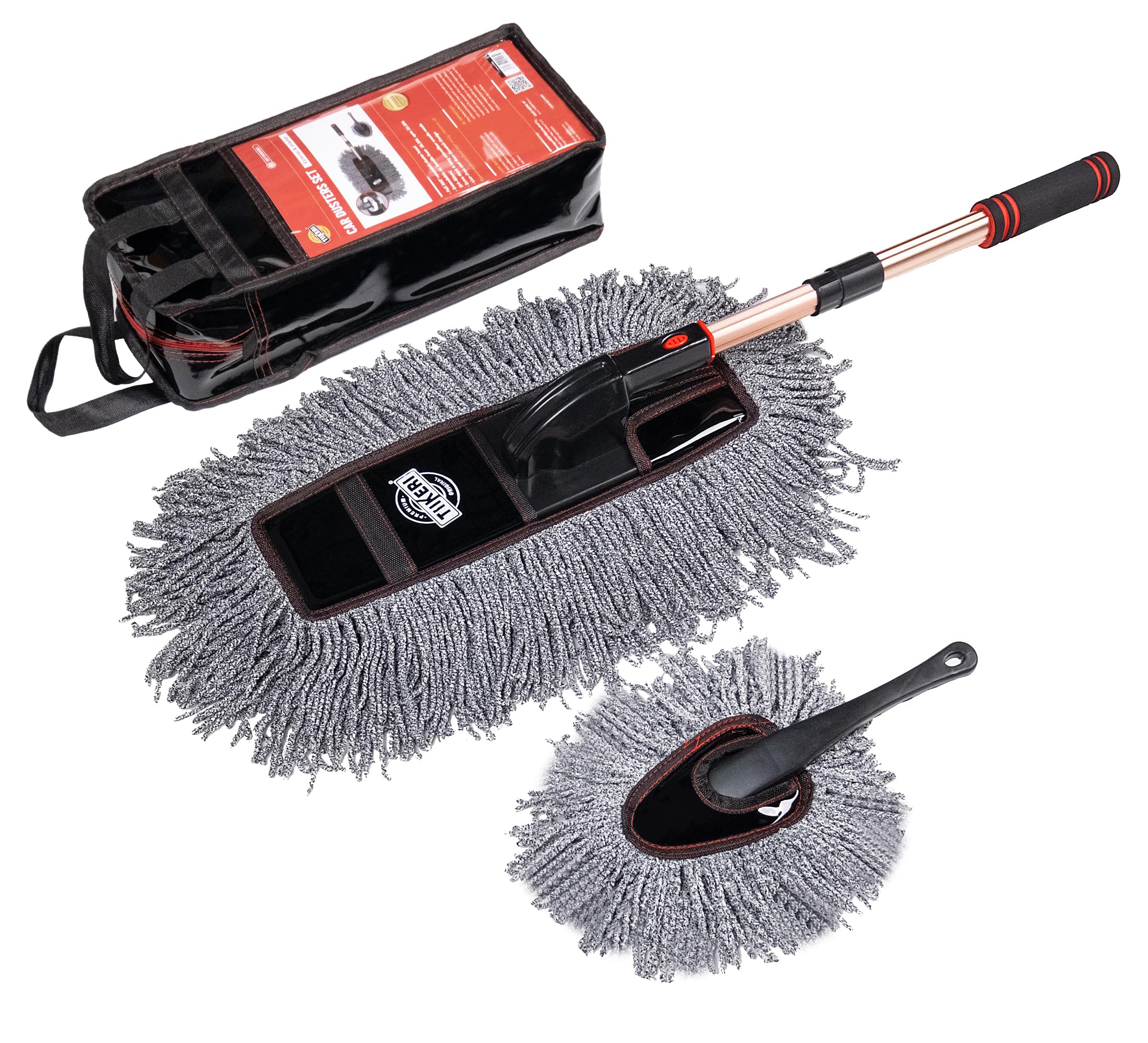 

TIIKERI Car Duster Dust Remover Car Mop for Exterior and Interior with Extended Thick Fiber Extendable Handle up to and Rotating Brush Head for Deep чёрный