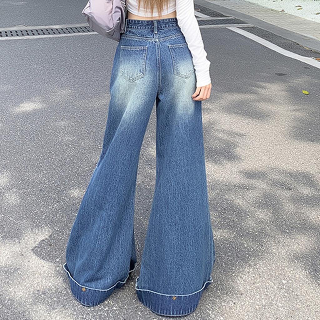 Women's Trousers Large Size Stretch Jeans Loose Semi-Elastic Pants