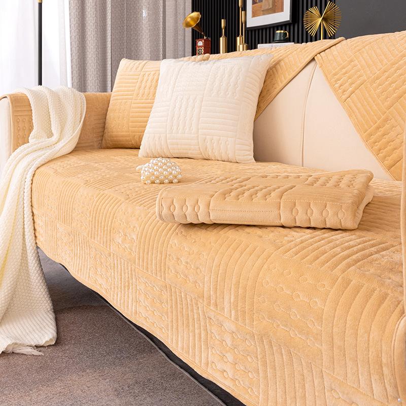 New Sofa Cushion Simple Modern Non-Slip Thickened Fleece Cushion Living Room Sofa Slipcover Cover Cloth