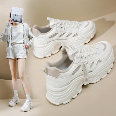 Damen Sommer Casual Plateau Keil Sneakers Rutschfeste Atmungsaktive PU Leder Wanderschuhe Schnürschuhe Mesh Chunky Laufschuhe Tennisschuhe für Damen