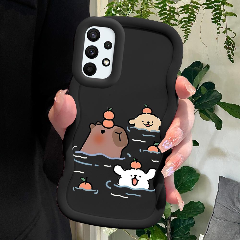 

Окрашенный узор Big Wave Edge Мягкий силиконовый материал Macaron чехол для телефона противоударный защитный резиновый чехол для Samsung Xiaomi Poco Redmi Xiaomi 14T Pro чёрный