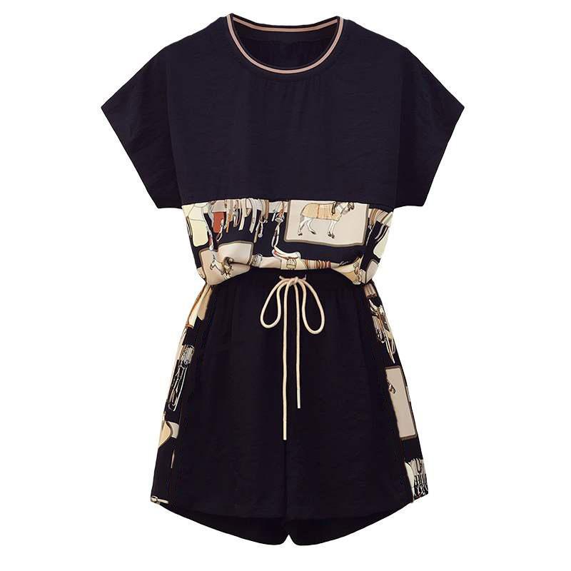 Clothing Fat Girl Covers Her Flesh and Looks Slim and Fashionable In Age-reducing Fashion Summer Shorts Two-piece Casual Suit for Women