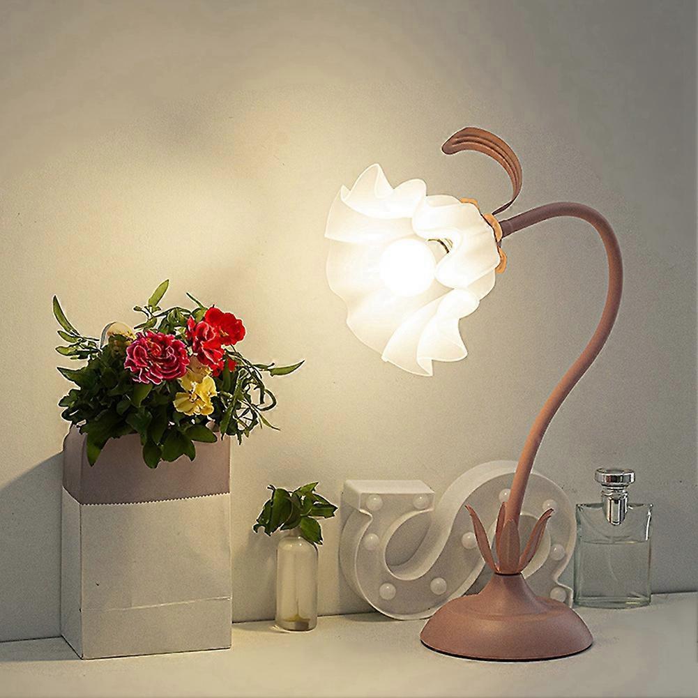 Cute Flower Table Lamp, 3 Color Temperature Table Lamp with LED Bulb Retro Bedside Lamp US Plug Pin