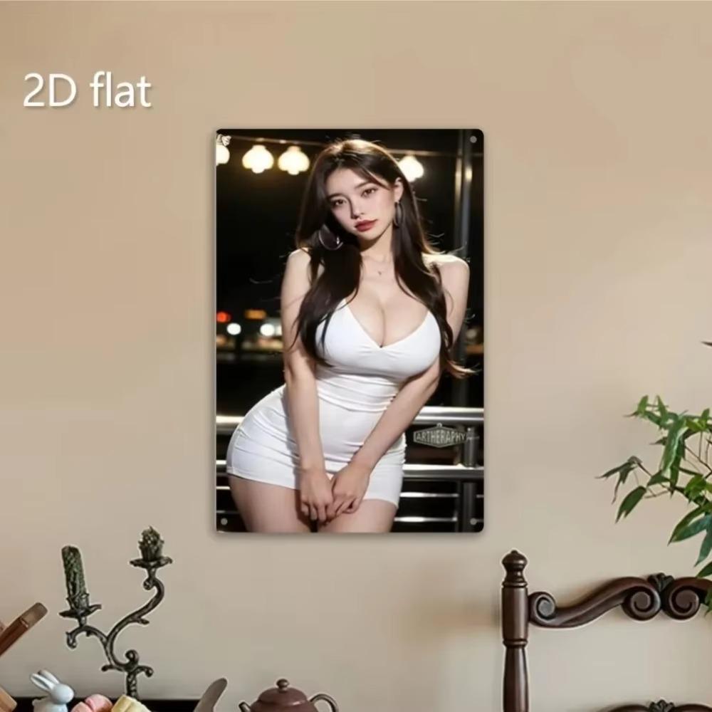 2D Flat Tin Sign Portrait Weatherproof Metal Wall Art Decor for Indoor Outdoor