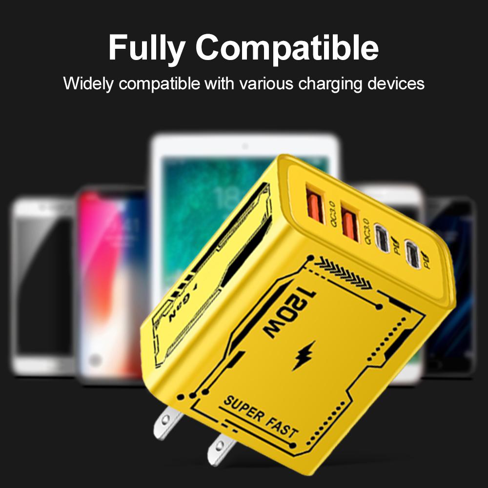 4 Port 2 USB 2 Type Multi Port Wall Charger USB PD Adapter For Xiaomi iPhone 13 12 for Samsung Mobile Phone Plug Charging