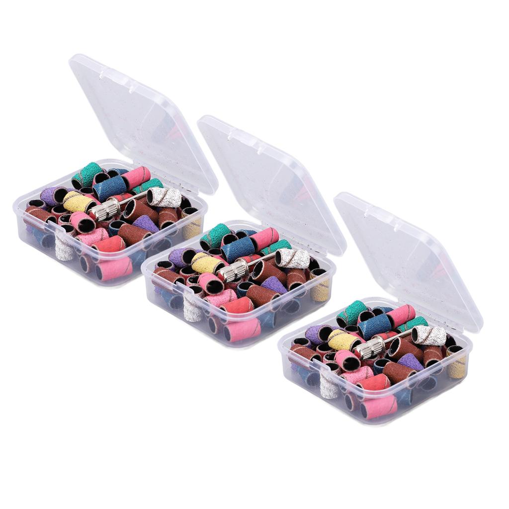 150 Pcs Nail Sanding Rings Electric File Nail Sanders Polishing Band with Mandrel Bit for Electric N