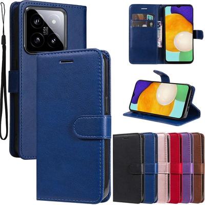 Solid Color Flip Book Stand Leather Case for Xiaomi 15 Ultra POCO F7Ultra F7 Pro Magnetic Wallet Card Slot Holder Holster Bag for Mi 14T 15Pro